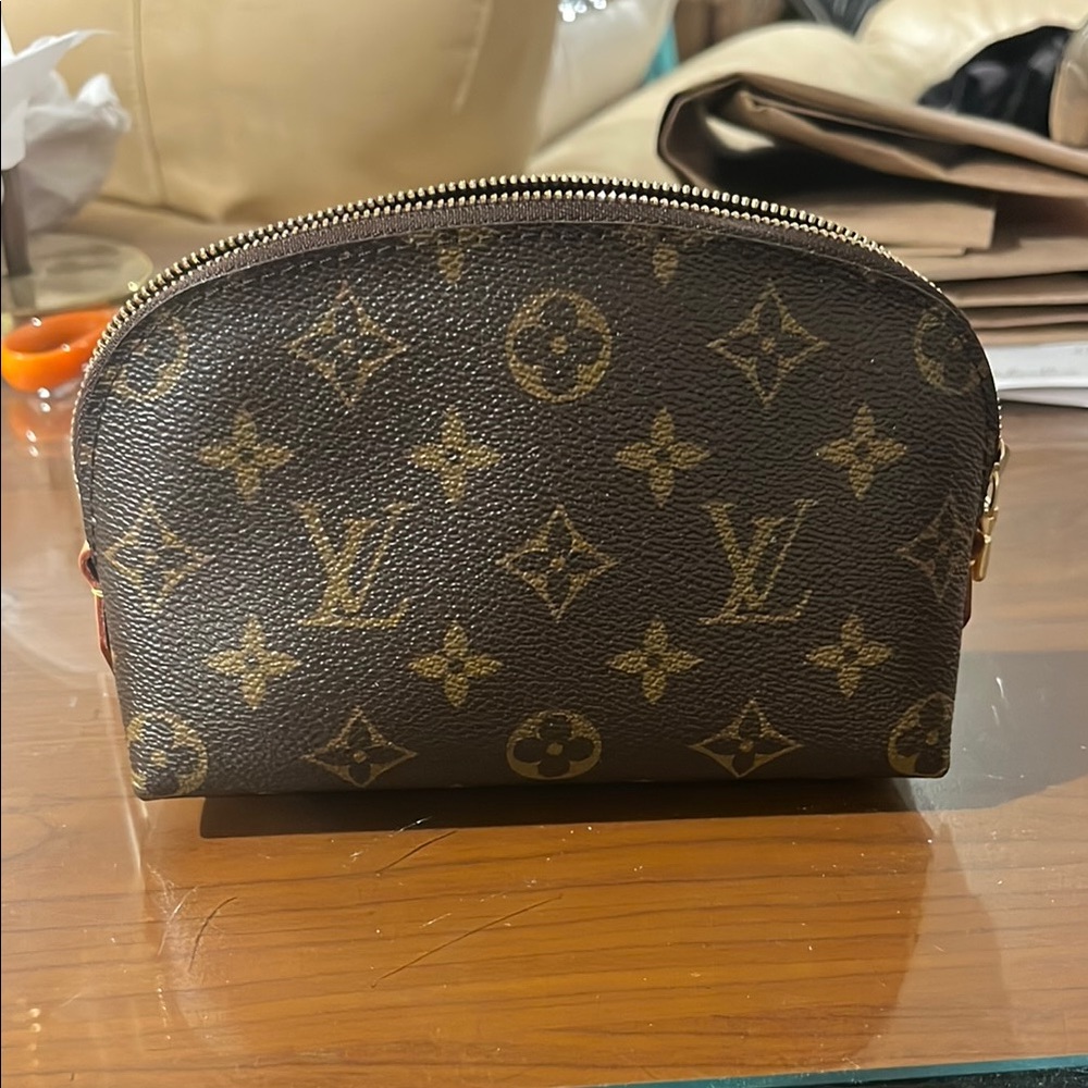 Louis Vuitton Brown and Gold Monogram Pouch